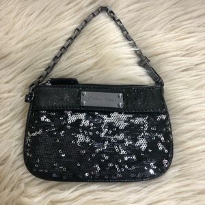 Calvin Klein black sequin wristlet pouch wallet